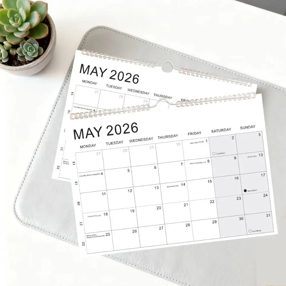 Nuovo gennaio 2026 - Giugno. Calendario 2027 2026 con gancio Calendario da parete in carta spessa Studio quotidiano Calendario inglese colorato per la casa