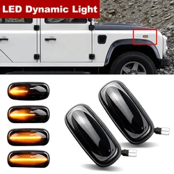 2Pcs For Land Rover Defender Freelander Discovery 2 Smoked Lens LED Side Marker Lamp Dynamic Amber Turn Signal Light No Errors