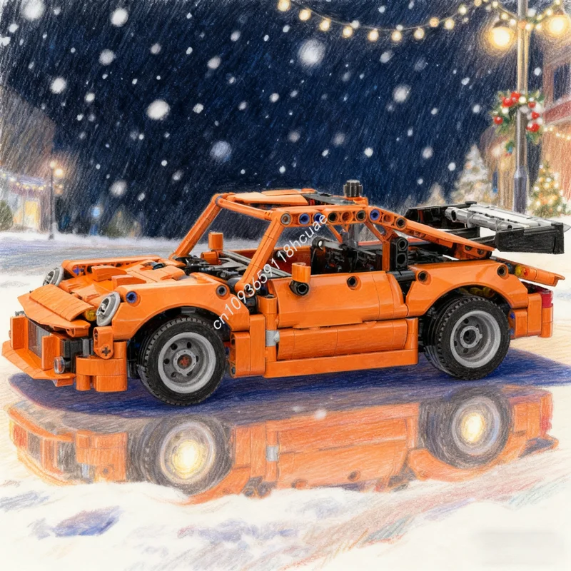 714pcs MOC Porscheed Technical Model Building Blocks Construction Creative DIY Christmas Gift Idea Education Brick Toy Kids
