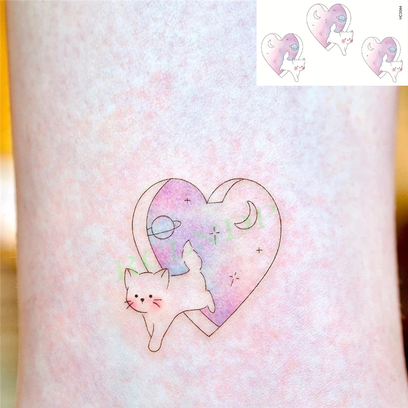 Pegatina de tatuaje temporal a prueba de agua, dibujos animados de Anime, patrón de amor de mar, tatuaje Flash, tatuaje falso, arte corporal para