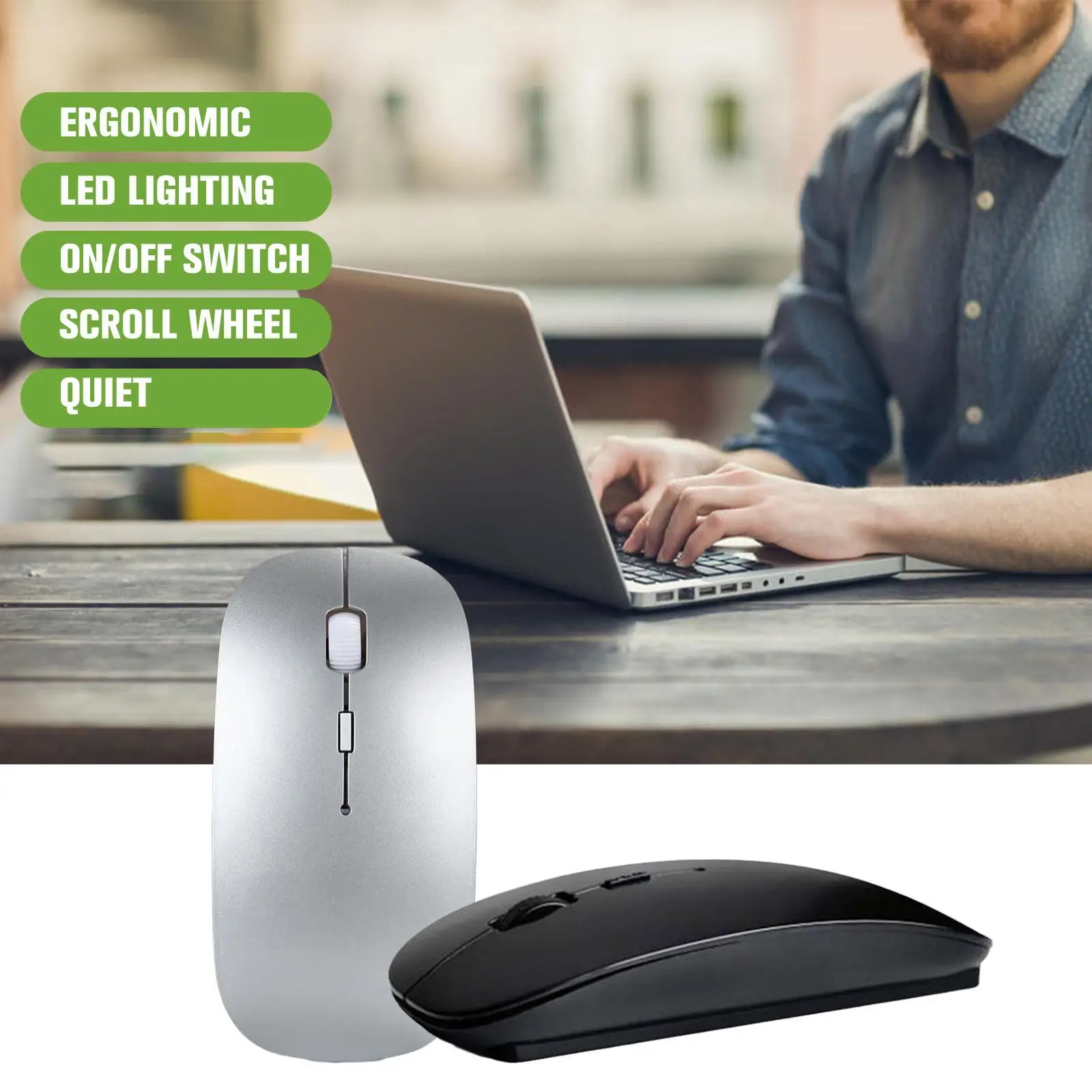 

Wireless Mouse Bluetooth 5.0 Mouse Wireless Computer Silent Mice No USB Adopter Ergonomic Mouse Optical Mice For Apple PC iPad