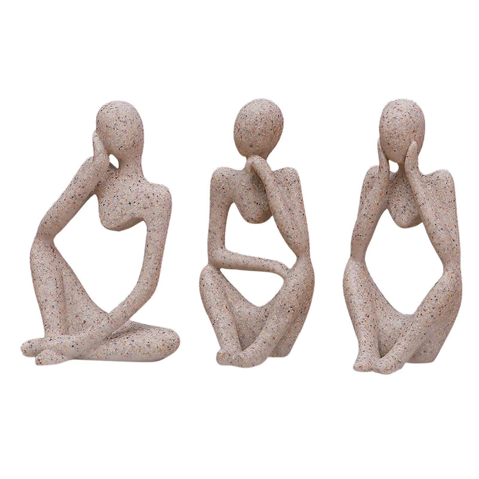 3pcs Thinker Statue Collectible Resin Abstract Modern Thinker Sculpture Desktop Ornaments Christmas Gifts for Office Study Shelf