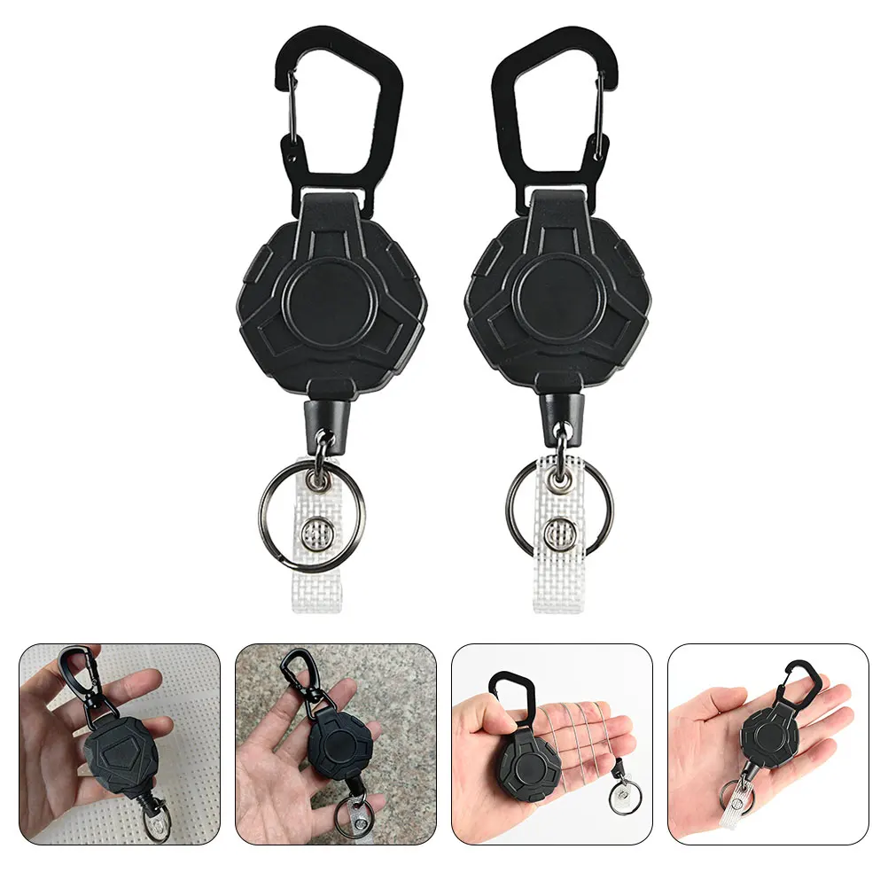 

2 Pcs Keychain Prevents Loss Elastic Retractable Keychains Accessories Buckle Abs Carabiner Keyring