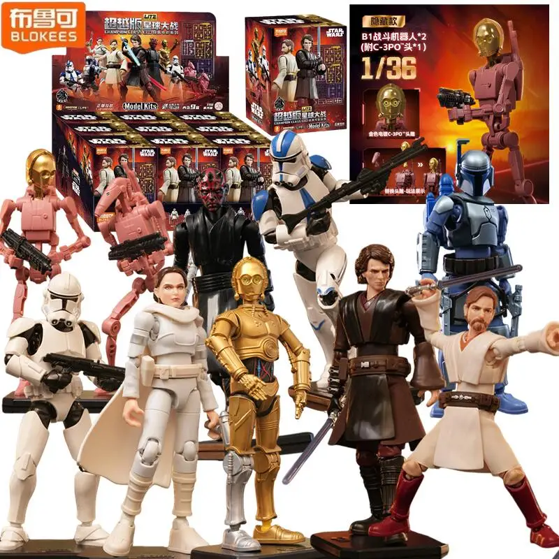 BLOKEES Star Wars Lite, figura de acción a escala 1/36, serie de películas clásicas, Anakin y Obi-Wan, modelo para armar, objeto de colección, adorno de escritorio, regalo.