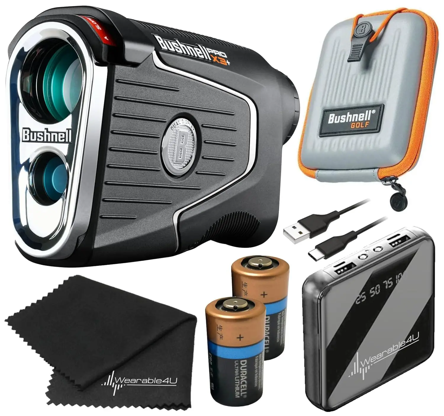

Bushnell PRO X3 / Pro X3+ (Plus) Advanced Laser Golf Rangefinder with Included Carrying Case, Carabiner, Lens, Customized