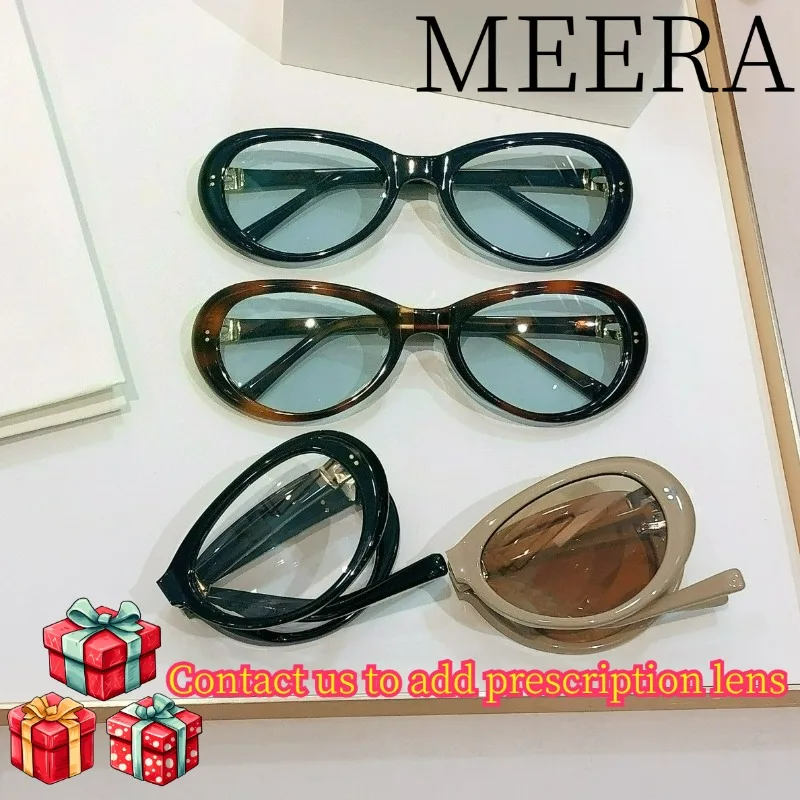 High Grade Acetate Gm Foldable Oval Sunglasses Women 2026 Vintage Big Cat Eye UV40 Shades Trend Eyewear Custom Prescription Lens