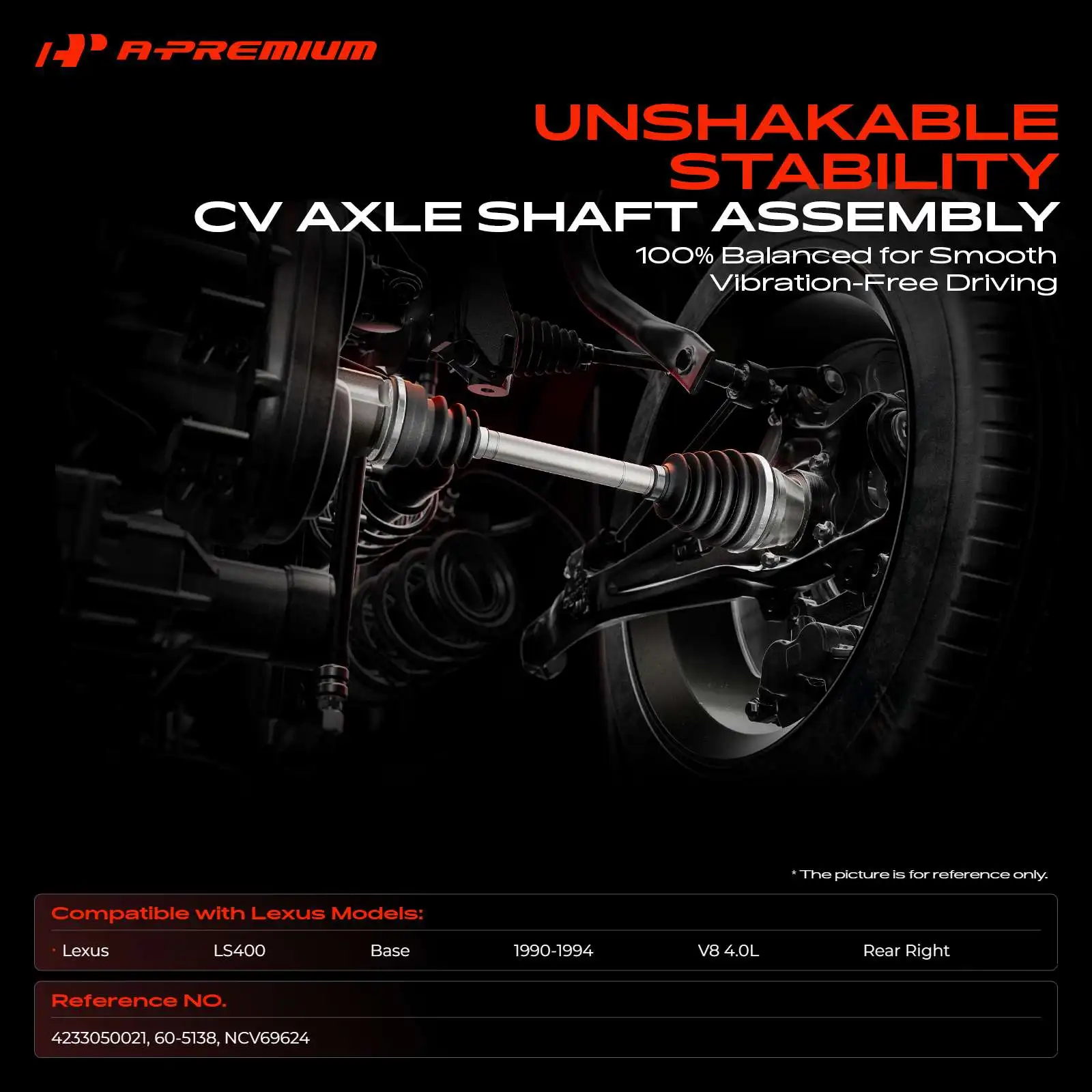 A-Premium Rear Passenger Side CV Axle Assembly for Lexus LS400 1990-1994