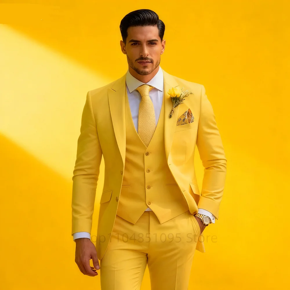 Men's Blazer Three-pieces Formal Suit  Contrasting Color Design Tailored Fit Includes Vest Pants Suitable