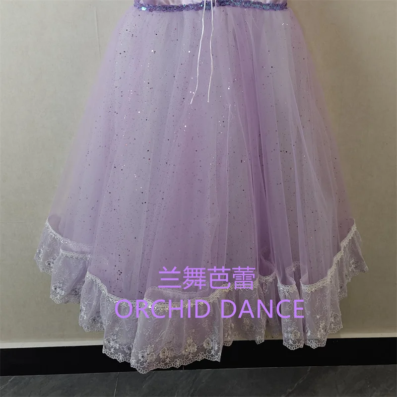 BT01664 Alta Qualidade Tamanho Personalizado Crianças Meninas Ballet Dança Performance Wear Gilsay Lilás Longo Vestido Tutu Romântico