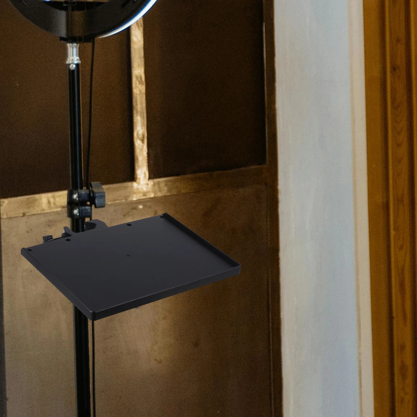 

Mic Sound Card Tray Metal Sound Broadcast Rack Sturdy Black Shelf Phone Clip for Meeting Streaming Podcasts Microphone Stand