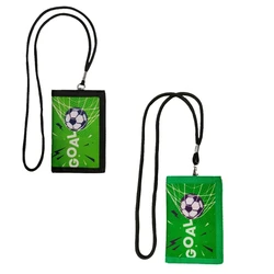 Kids Wallet for Boy Sports Football Soccer Pattern Trifold Wallet wtih Lanyard Zippered Coin Pocket and Card Holder