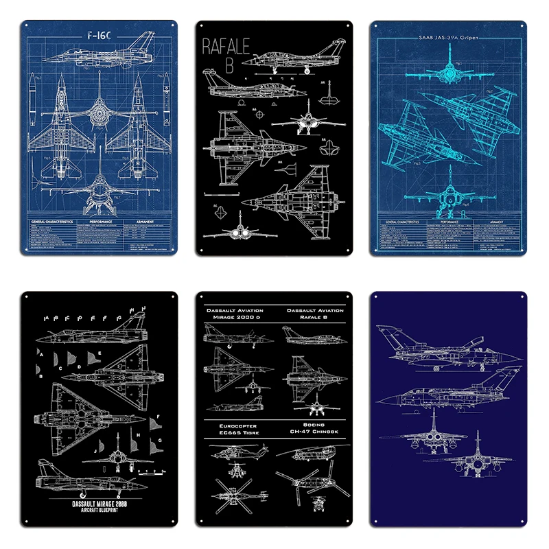 Dassault Mirage 2000 F-16 Falcon Rafale Jet French Army Jet Military Aircraft Metal Cinema Plaques Designing Tin Sign Poster
