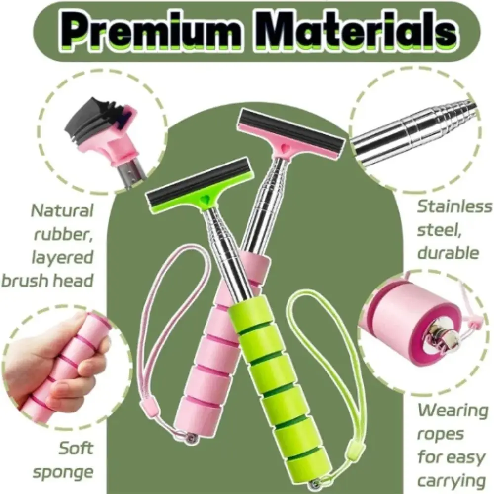 Stainless Steel Car Rearview Mirror Wiper Telescopic Retractable Layered Brush Head Rearview Mirror Water Remover
