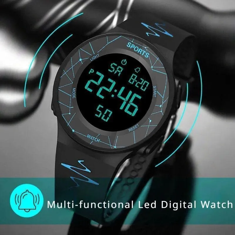 Men Women Fashion LED Watches Waterproof Men\'s Boy Girl Digital Stopwatch Date Rubber Sport Wrist Watch Large Dial Hours