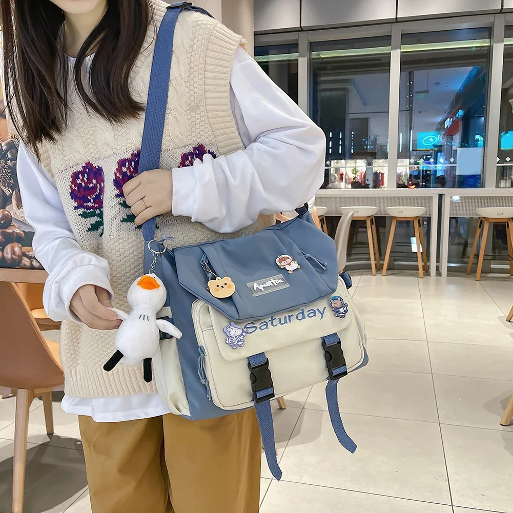 College Student School Bags For Girls Teens Women Pockets Nylon Crossbody Bags New Summer Messenger Bag Laptop Book Bag Bolso