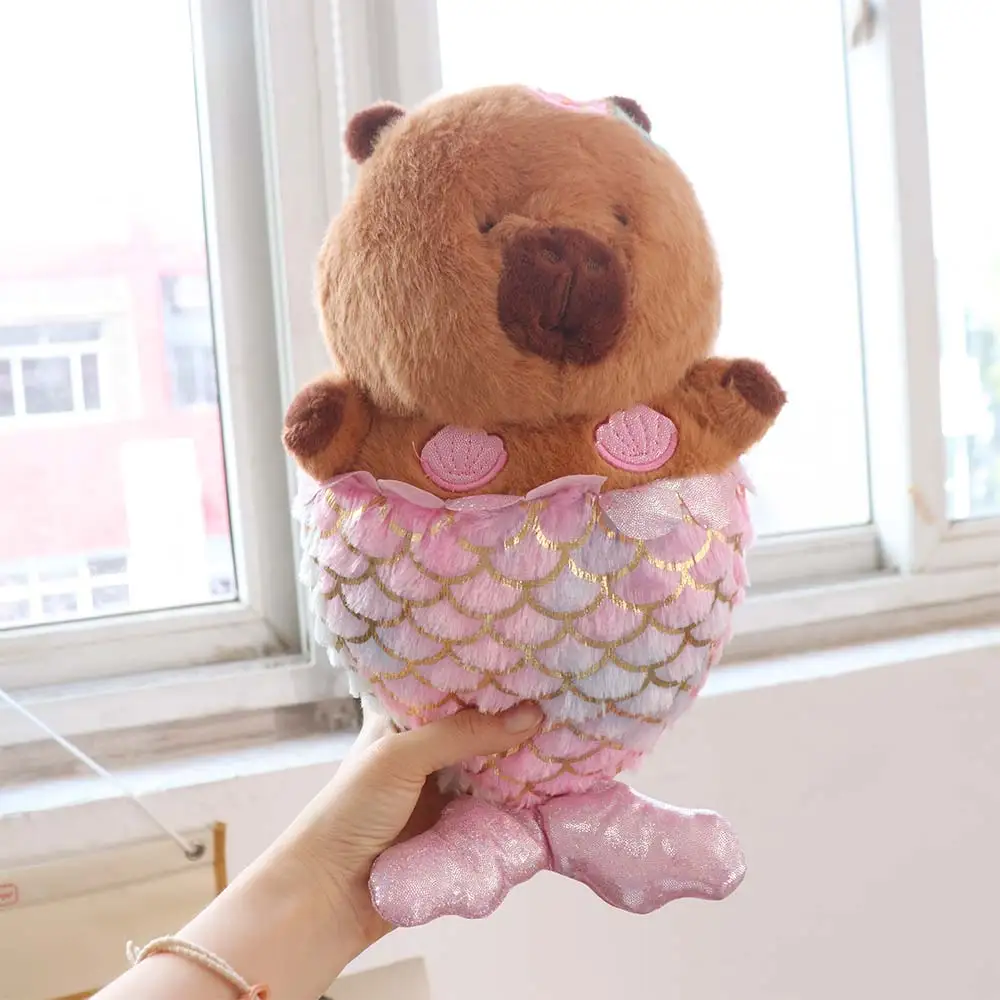 Kawaii habiller sirène Capybara Simulation dessin animé Capybara doux moelleux Capibara moelleux poupée cadeau d'anniversaire