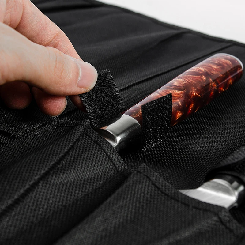 Black Oxford Waterproof Knife Roll Bag 5 Pockets Portable Carry Case Bag Kitchen Cooking Knives Set Recyclable Storage Bag 칼가방