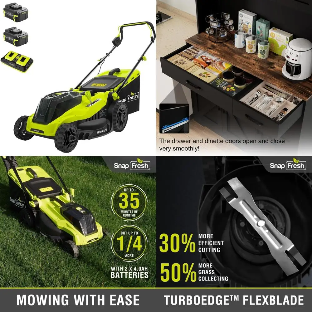 

Аккумуляторная газонокосилка SnapFresh 40 В — 16 бесщеточных толкающих косилок с аккумуляторами емкостью 4,0 Ач и быстром зарядным устройством