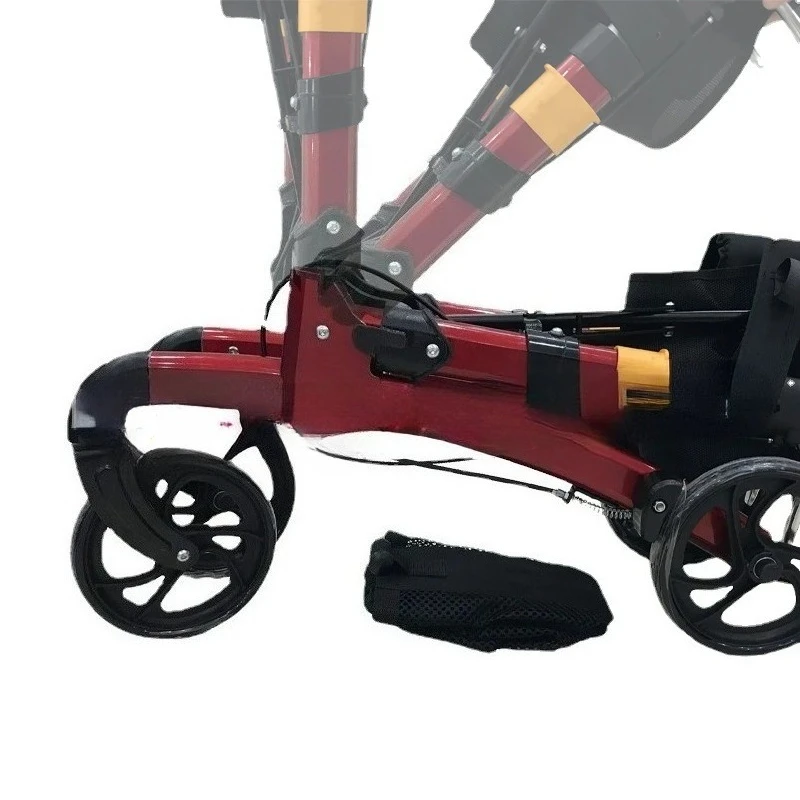 Aluminum Alloy Fashion Elderly Walker Foldable and Portable Four-Wheel with Seat Cushion Elderly Shopping Cart