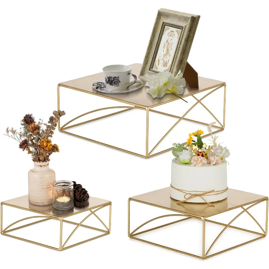 

Подставка для торта Десертная витрина: золотые подставки для кексов Набор из 3 металлических подставок для еды для фуршетного стола Поднос для сервировки на пьедестале, 8 10 12 дюймов
