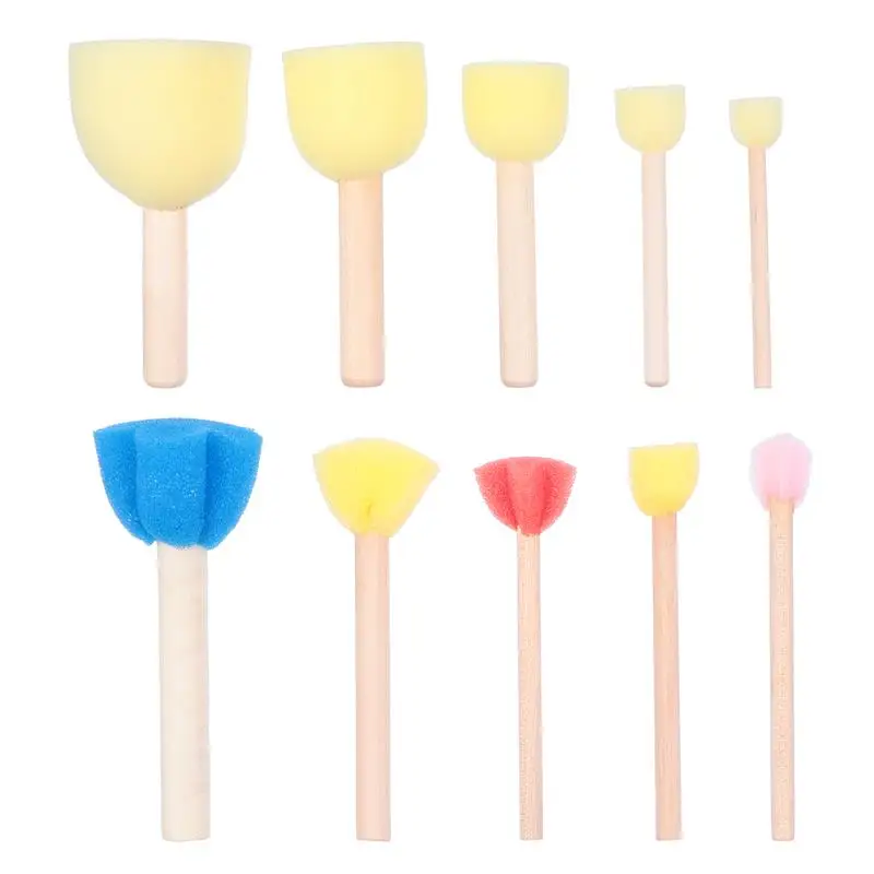 

10pcs Round Paint Sponge Brushes Mini DIY Painting Sponge Random Type Color Round Sponge Brush Tool Children'S Painting Brush