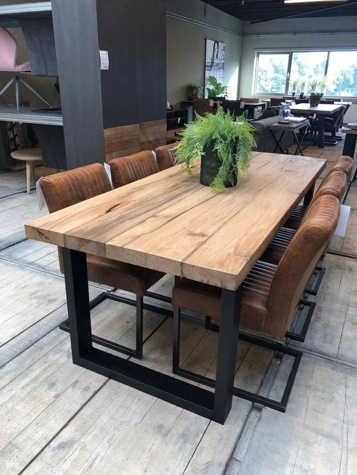 Balcony Furniture Wood Top with Metal Leg Rectangular Swimming Pool Patio Wooden Garden Outdoor Dining Bar Table