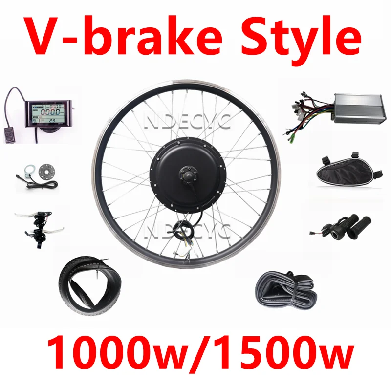 

48V 1000W 1500W Bicycle Hub Motor Wheel Kit Electric Bike Conversion Kit Front/Rear Wheel Kit eBIKE Conversion Kit For V-brake