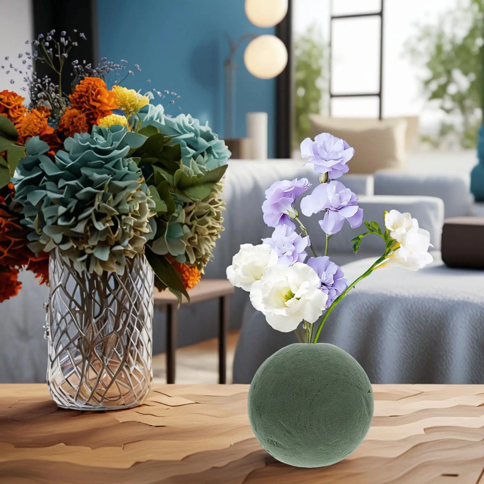 2Pcs 12Cm Floral Foam Sphere Wet Dry Absorbent Round Foam Ball for DIY Flower Arrangements Wedding Centerpiece Party Decoration view 5