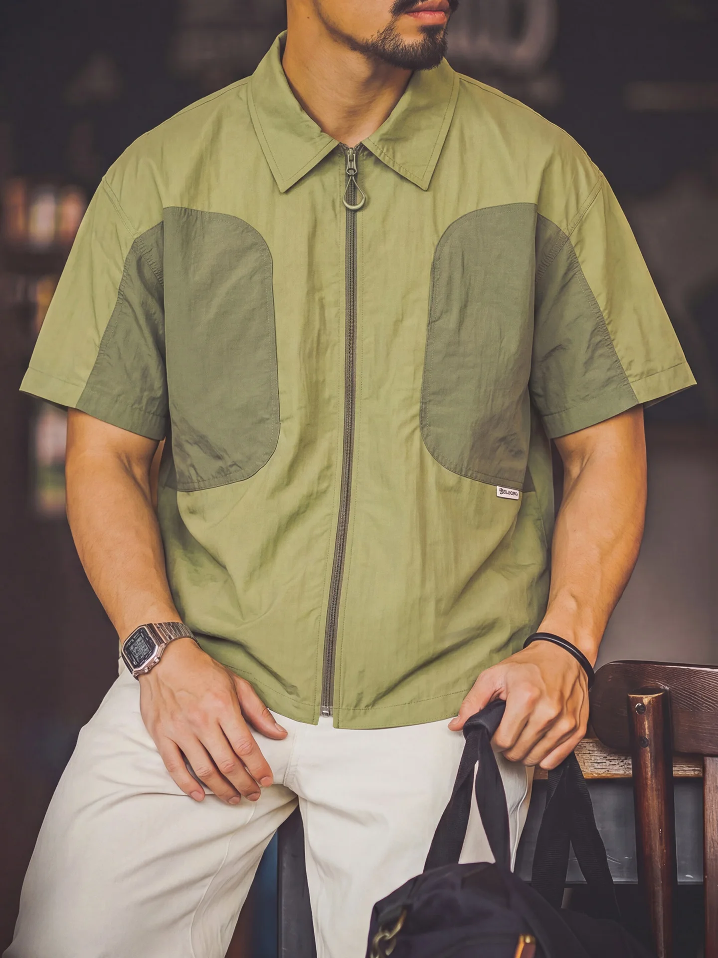

Retro American Workwear Short Sleeve Shirt Men's Summer Lightweight UPF50 Waterproof Outdoor Commuting Jacket Youth Fashion