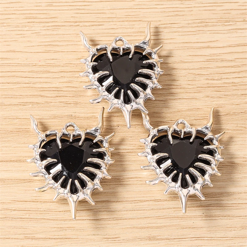 5 Stück 24x33mm Elegante Kristall-Liebesherz-Anhänger für die Herstellung von Ohrhängern, Halsketten, Armbändern, DIY-Handwerk und Schmuckzubehör – Detail 6