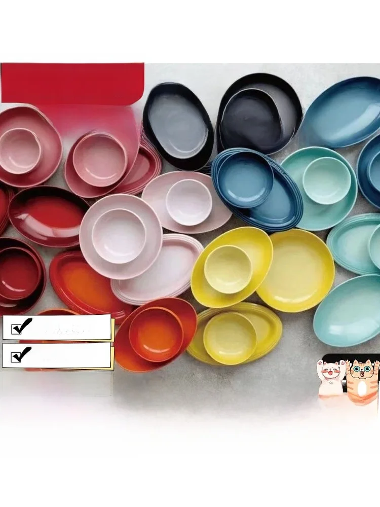 

Фарфоровая тарелка Le Creuset, универсальная, разного размера, для дома и кухни, с полосатым узором, во французском стиле, плоская посуда