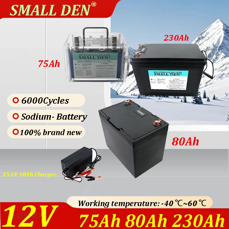 12V 75Ah 80Ah 230Ah Sodium Ion Battery Fast Charge Grade A Cells for RV Electric Scooter