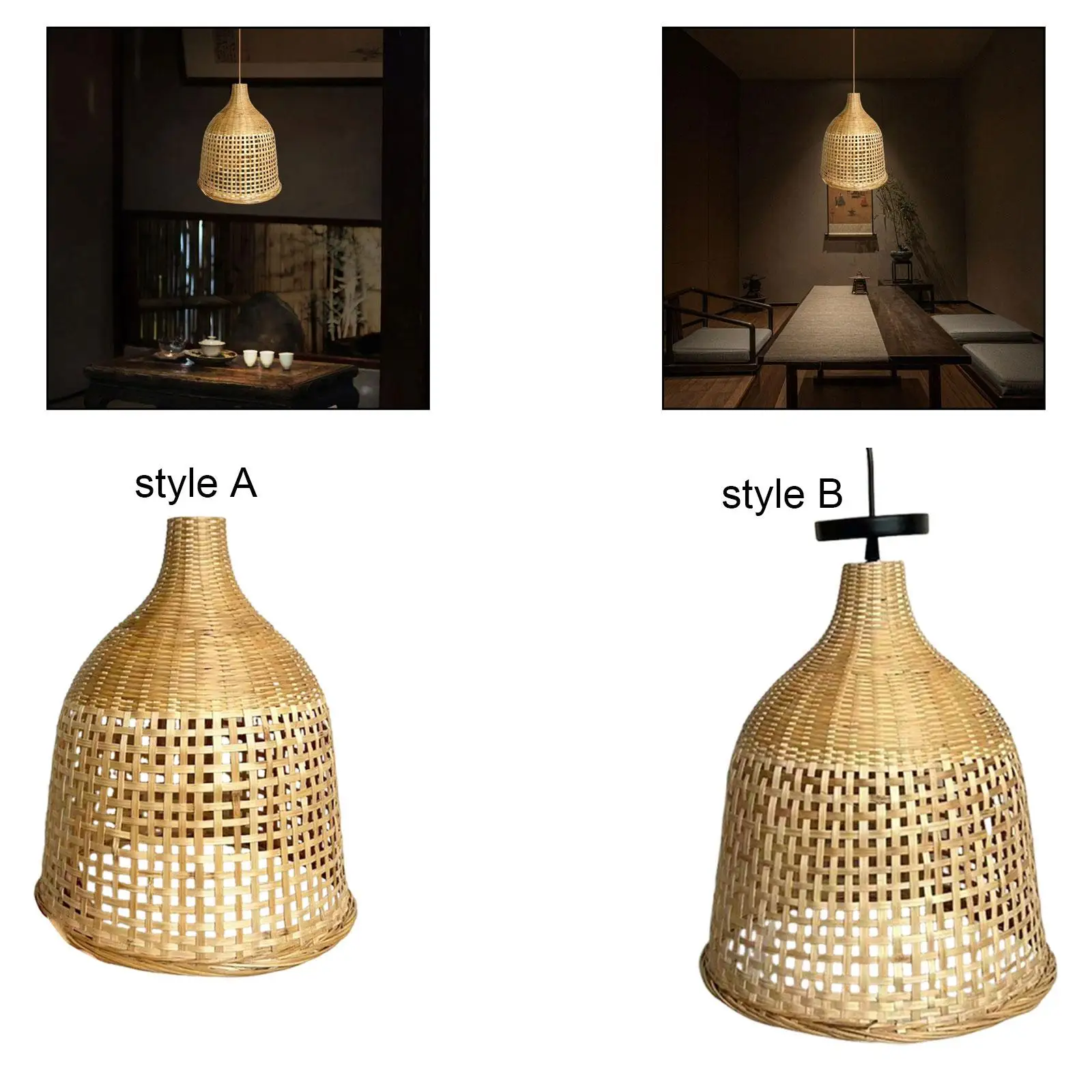 

Rustic Woven Lamp Shade Light Fixture Accessories Bamboo Pendant for Tea Room Guesthouse Restaurant
