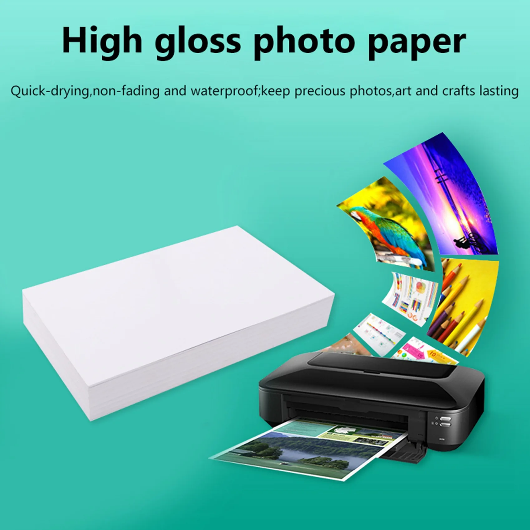 100Pcs 6 Inch Photographic Paper Glossy Printing Paper Printer Photo Paper Color Printing Coated For Home Printing