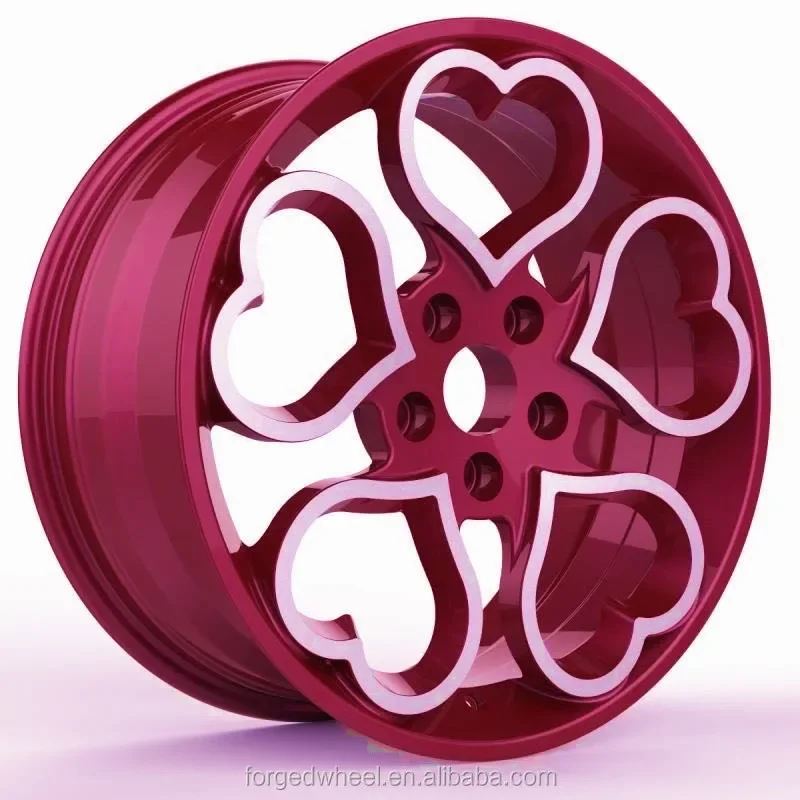 Pengzhen custom 20 21 22 inch 5x114.3 purple love heart shaped car alloy wheels rims for tesla model 3