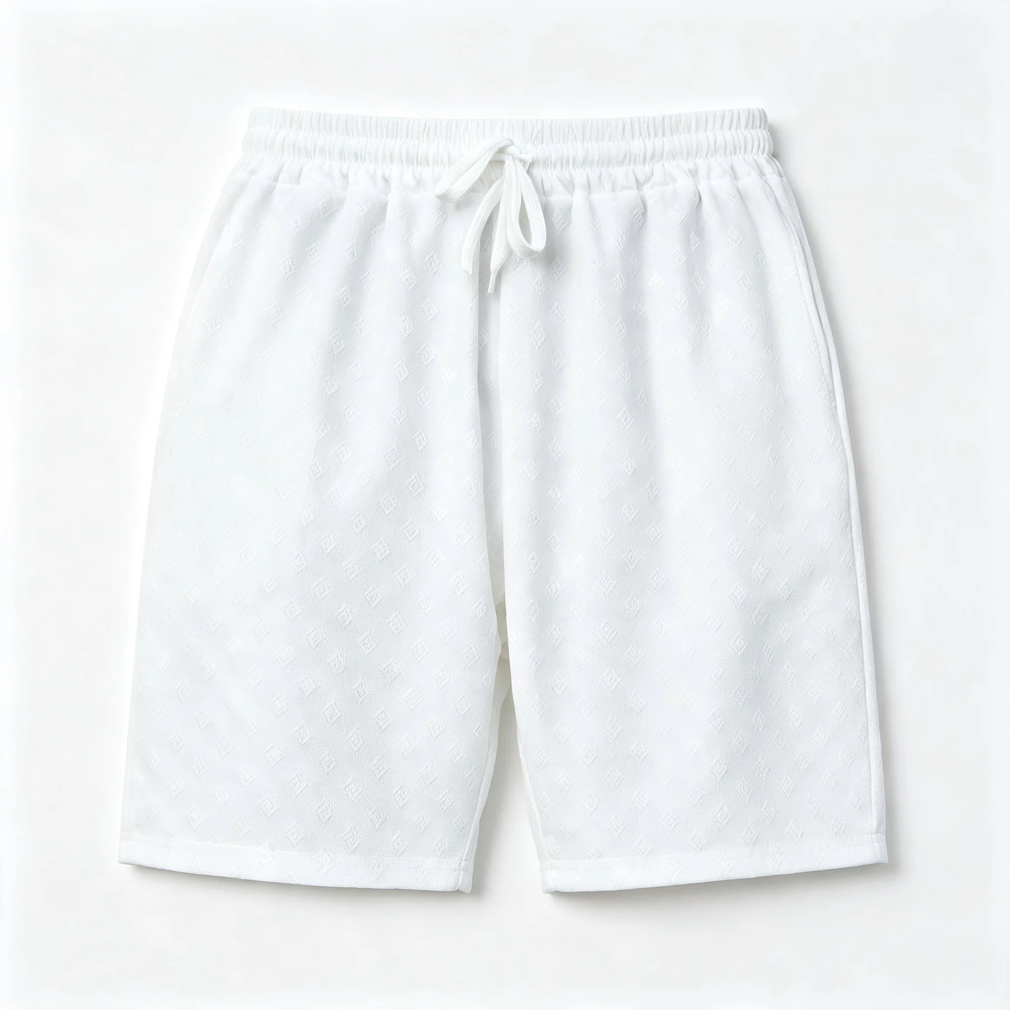Men Geometric Jacquard Summer Shorts, Elastic Drawstring Waist, Lightweight Breathable for Beach Vacation Daily Outdoor Outfit