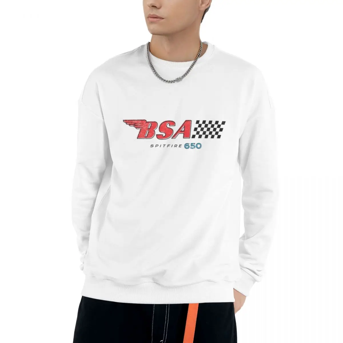 Classic BSA Motorcycles - Spitfire Race Flag Hoodie Mens Fashion Warm Sweatshirt Hip Hop Hoodie Casual Spring Autumn New Hoody