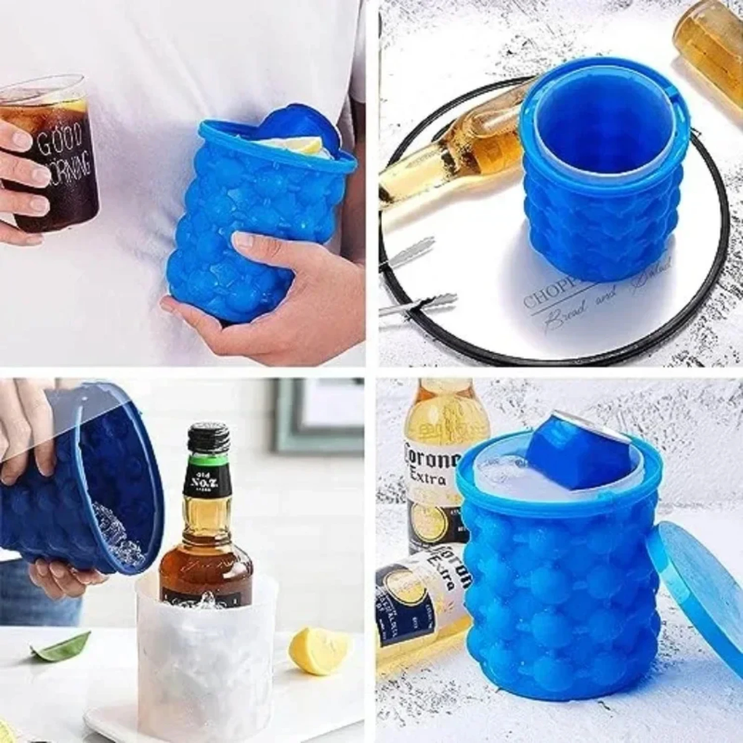 Ice Cube Mold Silicone Ice Cube Maker Tray Portable Bucket Wine Drinking Whiskey Freeze Ice Cooler Beer Cabinet Kitchen Tools