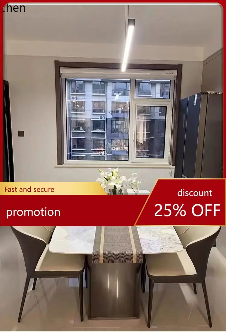 ZML Modern Rock Slab Living Room Dining Table and Chair Set Small Apartment Glossy Dining Room Minimalist Square