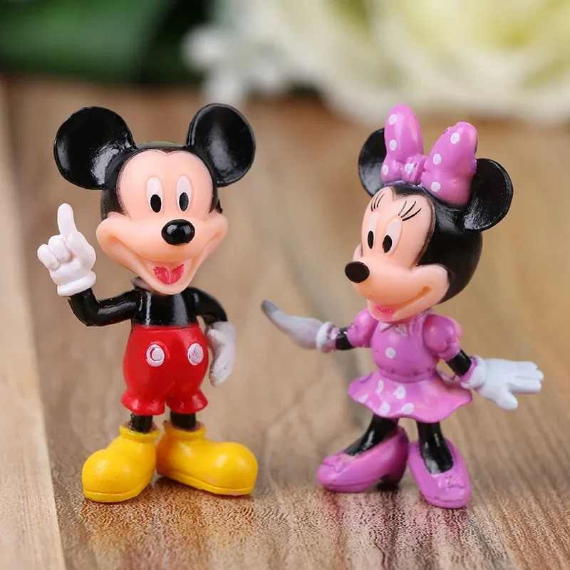 6pcs/set Disney Figures Mickey Mouse Minnie Mouse Birthday Party Cake Decoration PVC Anime Figures Kids Toys