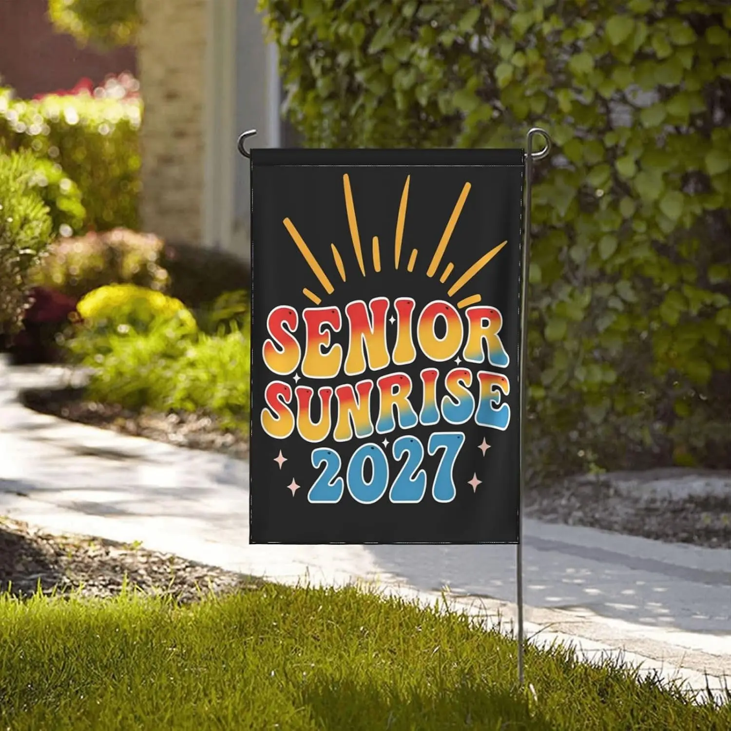 Senior Sunrise 2027 flag Class Of 2027 Graduation Double Sided Garden Flag 12x18 Inch Banner yyi