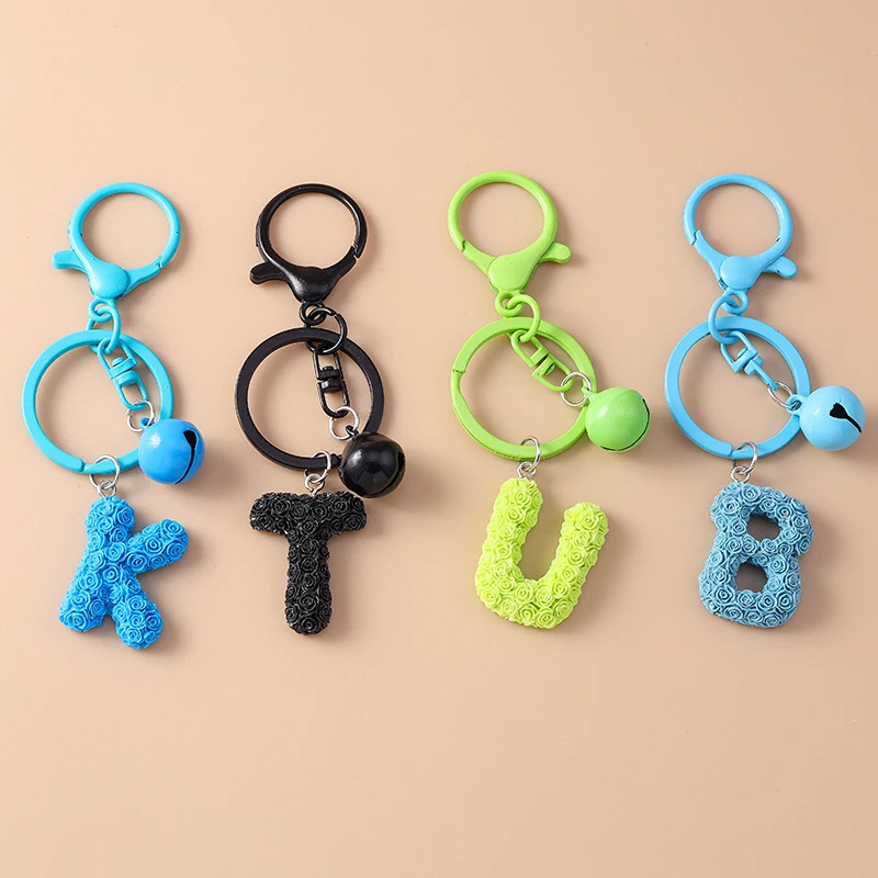 Niedlicher Schlüsselanhänger mit englischen Buchstaben und Glockenmotiv für Damen und Herren, als Auto-Schlüsselhalter, Handtaschenanhänger, Schlüsselring, Accessoire, DIY-Schmuck, Geschenkidee – Detail 9
