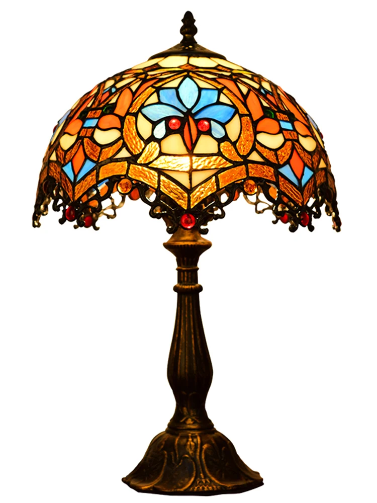 

Stained Glass Vintage Study Bar Cafe Bedside Dimmable Table Lamp