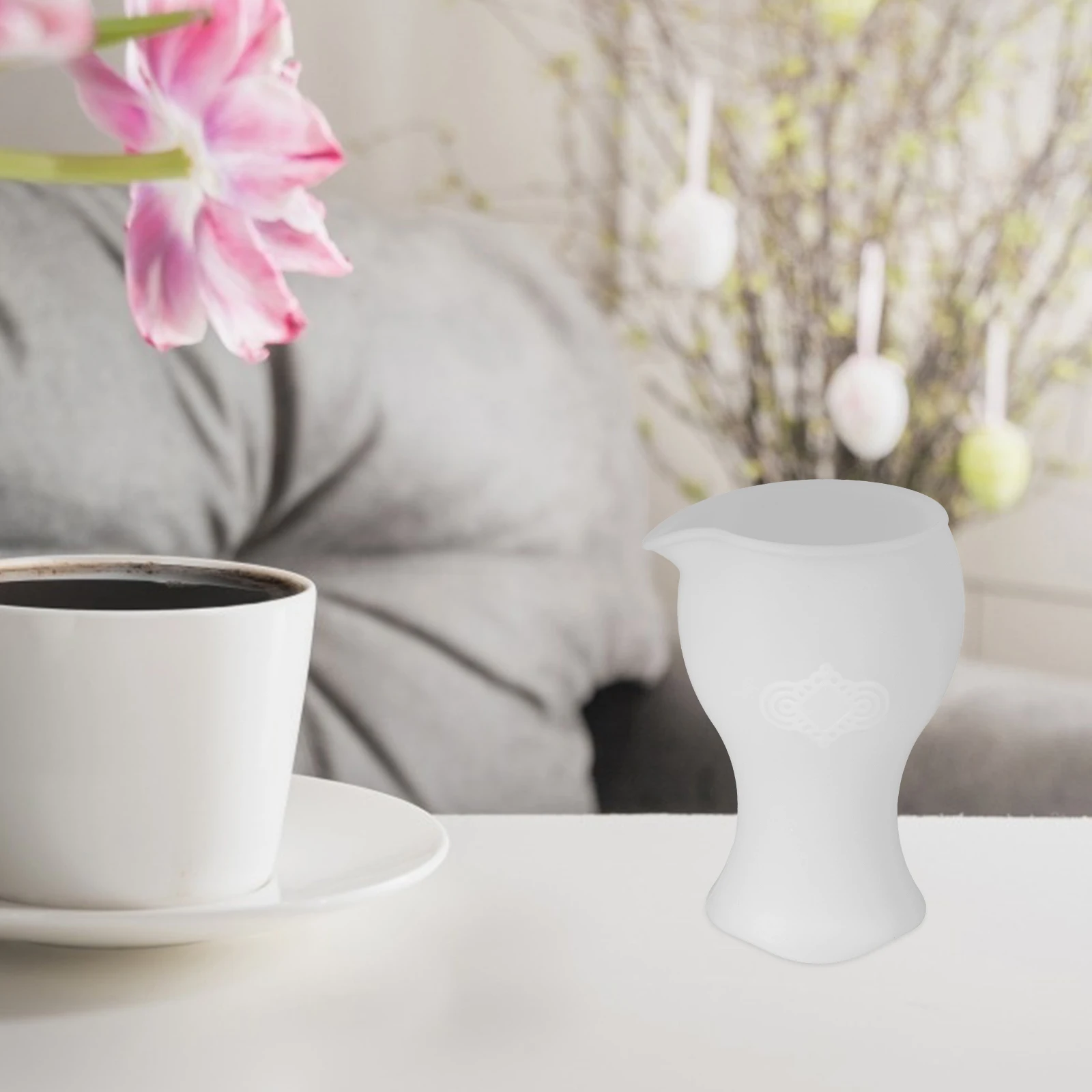 

Milk Jar Coffee Cup Pitcher Silicone Container Creamer Syrup Small Gravy Boat White Compact Special Spout