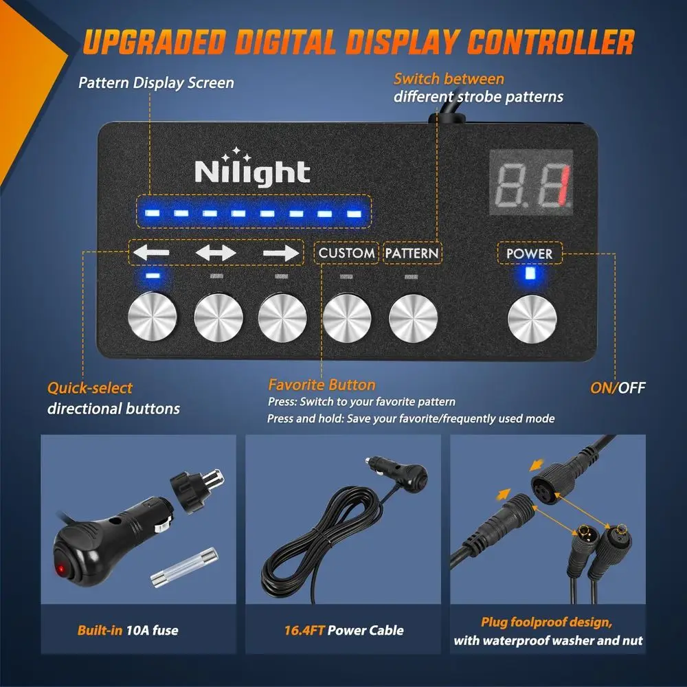 Bernsteinfarbene und grüne LED-Blitz-Verkehrsleiter-Lichtleiste mit Controller für Notfallfahrzeugwarnungen