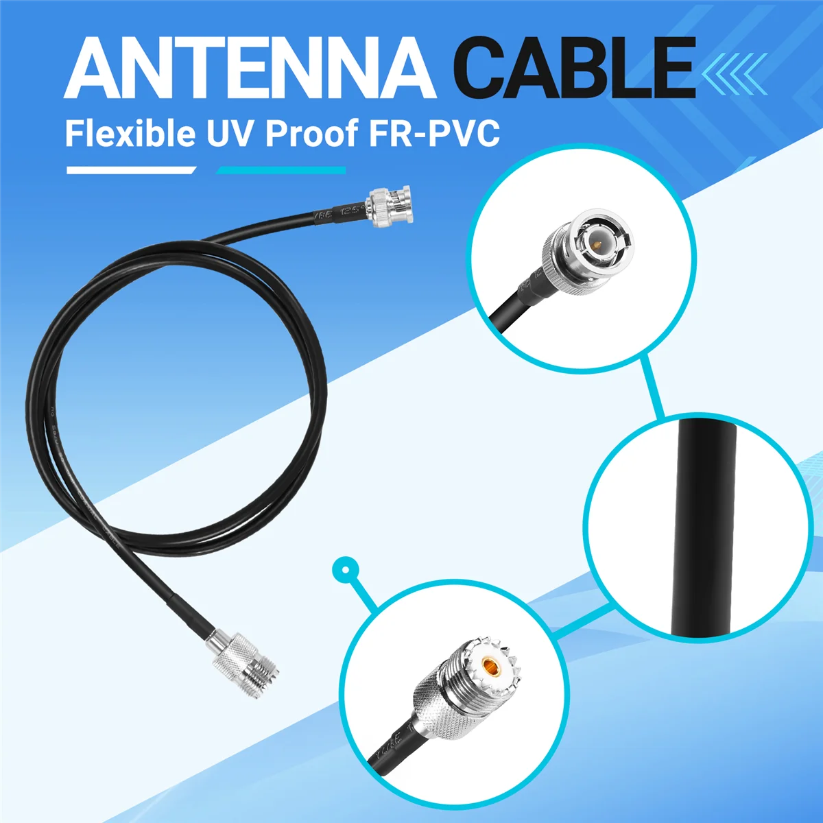 RF UHF VHF วิทยุ coaxial เสาอากาศสาย BNC ชาย UHF SO239 RG-58u MILSPEC Coax โทรศัพท์มือถือฐานเสาอากาศ 3 ฟุต