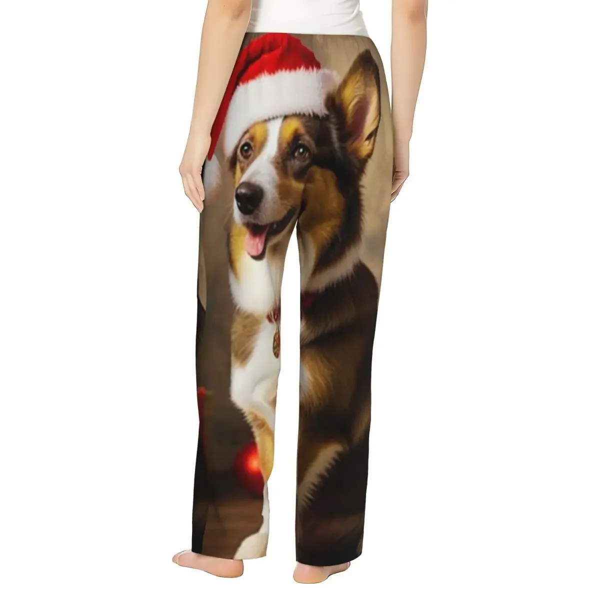 Custom Cardigan Welsh Corgi Dog Christmas Women Pajama Pants Lounge Sleep Sleepwear Bottoms with Pockets