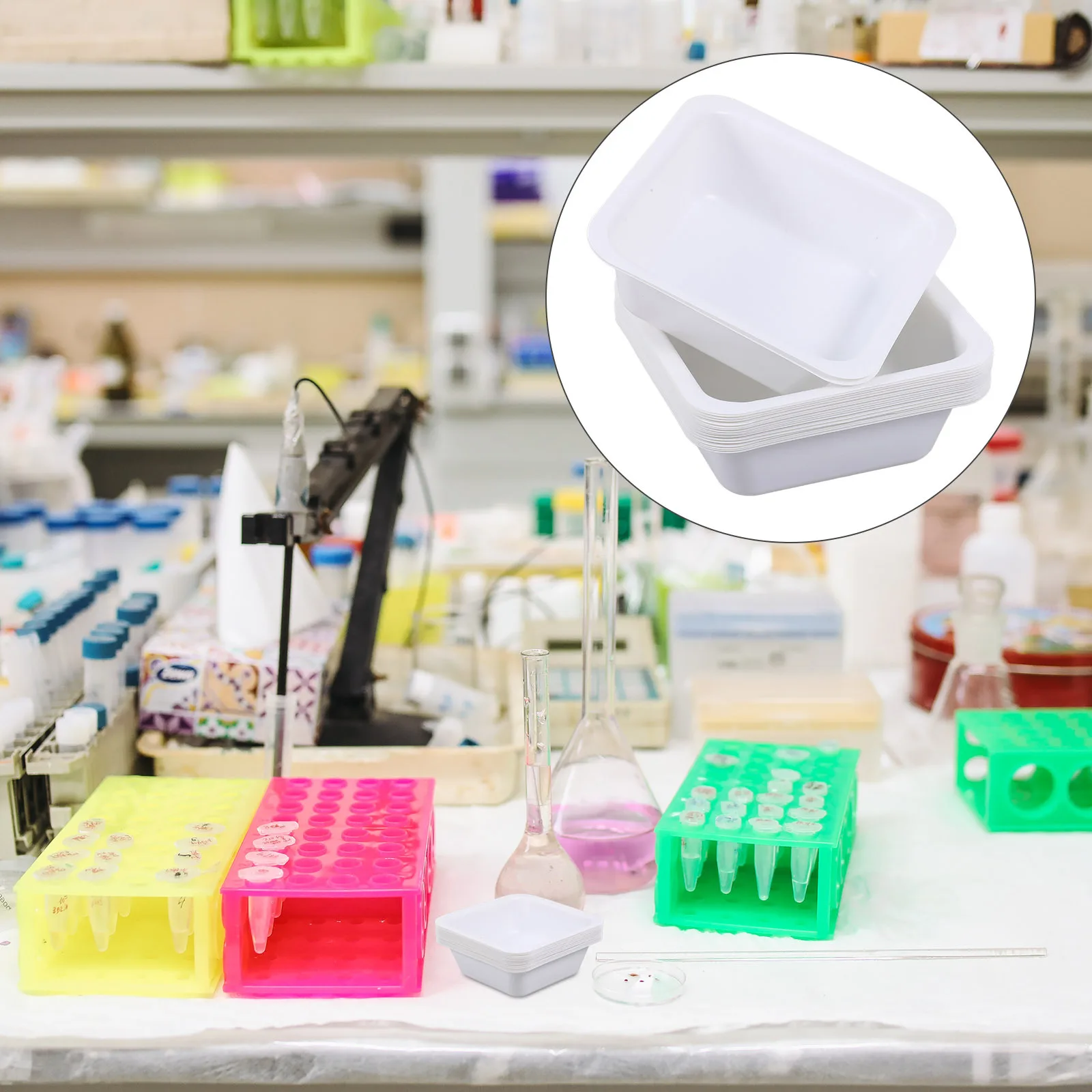 

20Pcs Weighing Plates Square Plastic Durable Sample Storage Trays Lab Equipment Weigh Boats Weigh Boats Small Weighing Trays