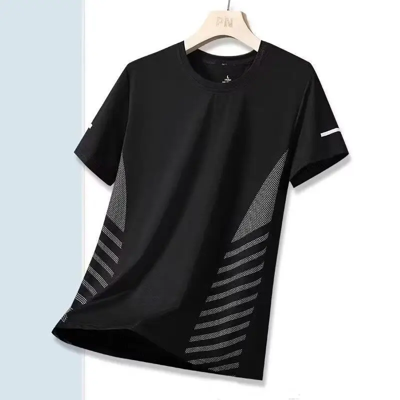 

Ice Silk Men's T-irt Summer Trendy Breathable Me Slim Fit f Sve Youth Simple Thin Qui Dry Sport ort Sve