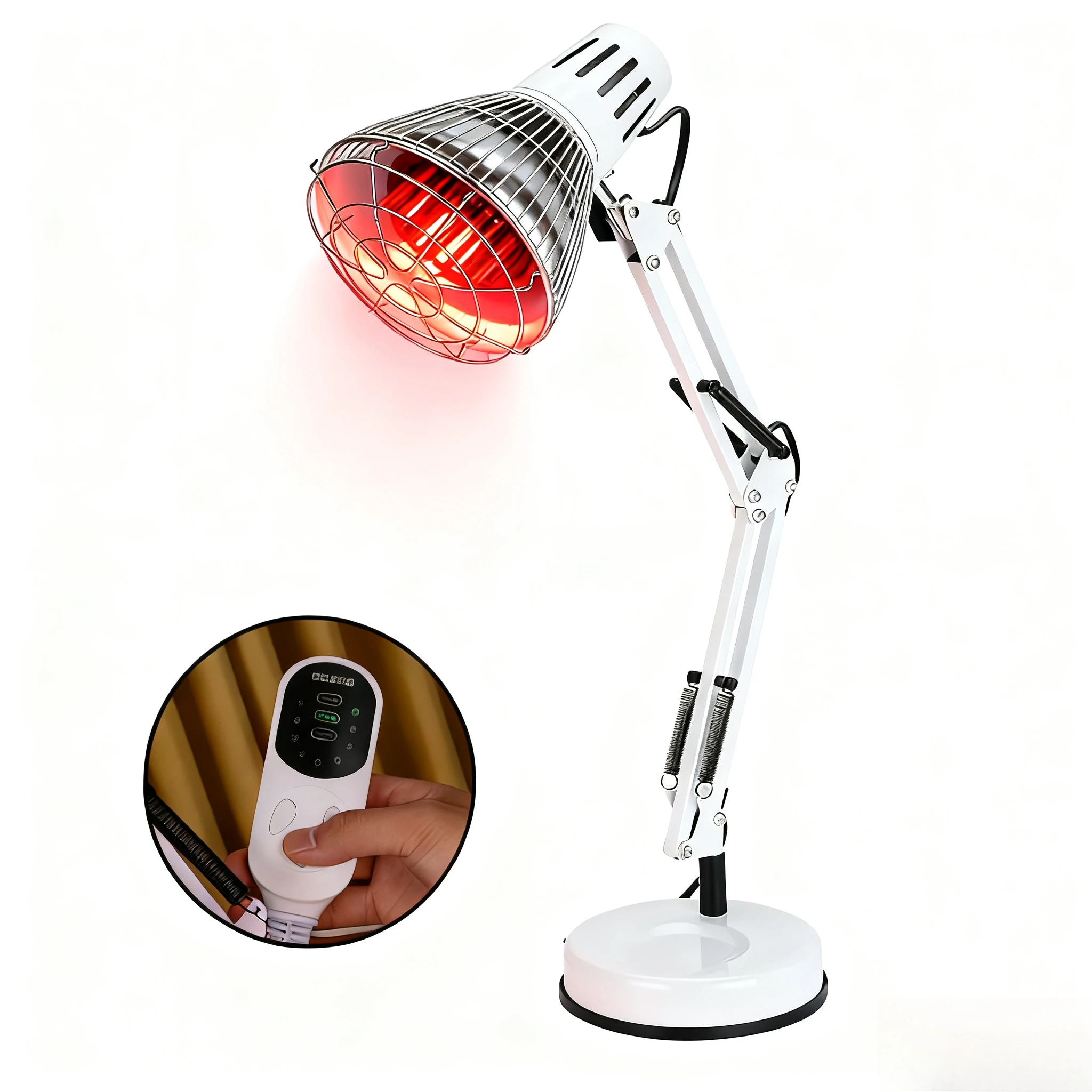 

Инфракрасная массажная тепловая лампа с дистанционным управлением, регулируемая подставка для боли в спине, шее, плеч, терапия красным светом для домашнего использования